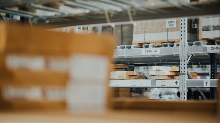 warehouse shelving filled with boxes